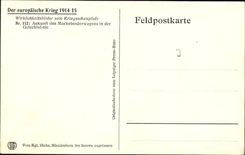 Ak Deutsche Soldaten, WK I, Ankunft des Marketenderwagens in der Gefechtslinie