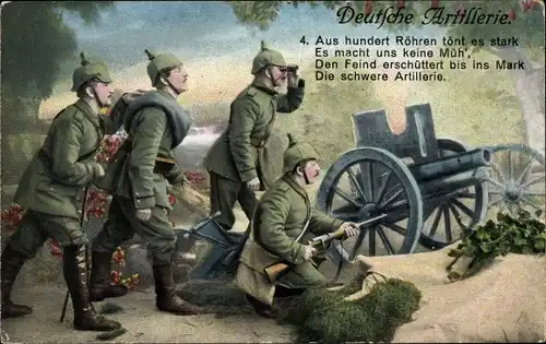 Ak Deutsche Artillerie, Soldaten mit Geschützen, Uniformen