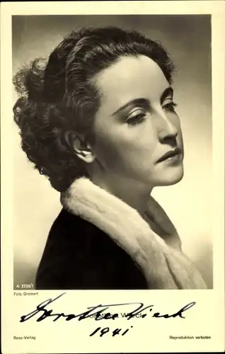 Ak Schauspielerin Dorothea Wieck, Portrait, Ross Verlag A 2732 1, Autogramm