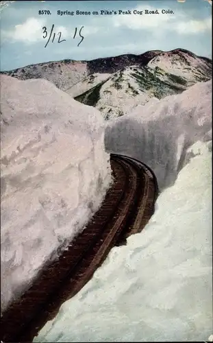 Ak Colorado USA, Frühlingsszene auf der Pikes Peak Cog Road