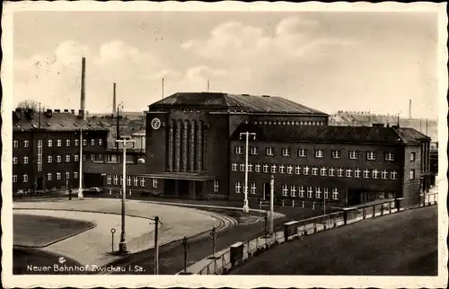 Ak Zwickau in Sachsen, neuer Bahnhof