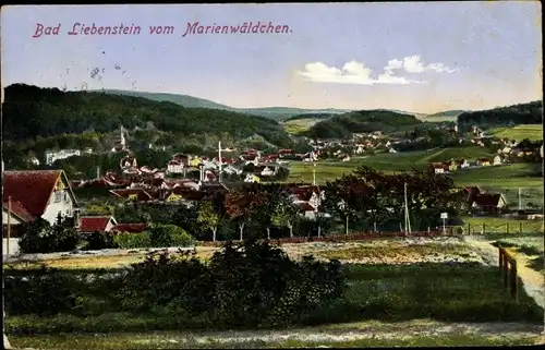 Ak Bad Liebenstein Wartburgkreis, Blick vom Marienwäldchen auf die Stadt