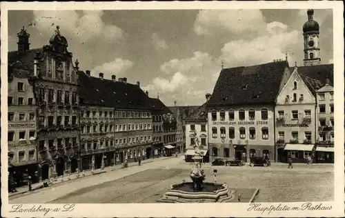 Ak Landsberg am Lech Oberbayern, Hauptplatz, Rathaus