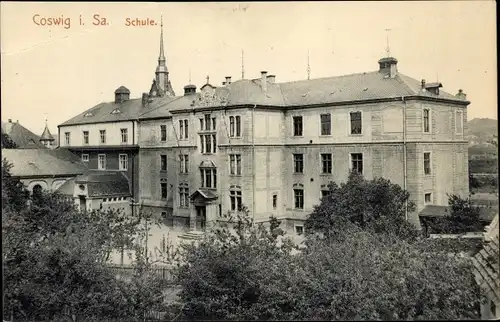 Ak Coswig in Sachsen, Schule