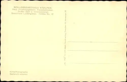 Ak Stolpen in Sachsen, Gesamtansicht, Schlossgasthaus