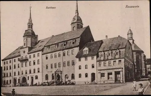 Ak Roßwein in Sachsen, Rathaus, Klosterkeller, Wäscherei