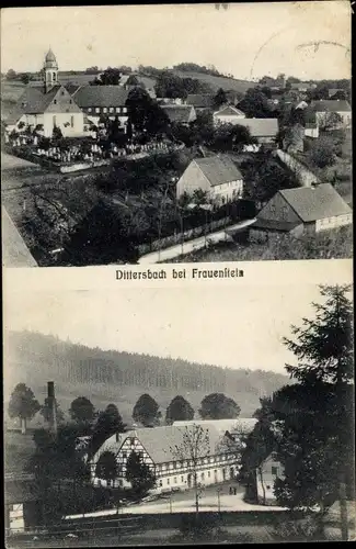 Ak Dittersbach Frauenstein im Erzgebirge, Blick aus der Vogelschau