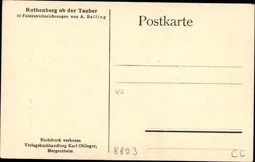Künstler Ak Balling, A., Rothenburg ob der Tauber Mittelfranken, Kobolzellertor