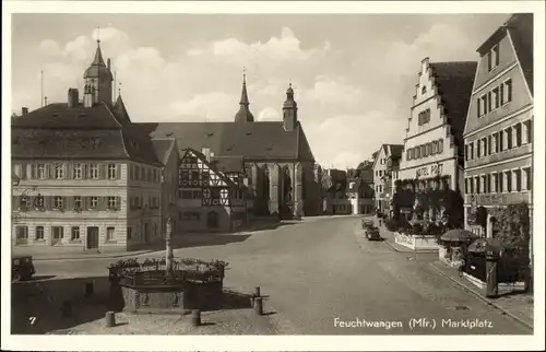 Ak Feuchtwangen in Mittelfranken, Marktplatz, Hotel Post