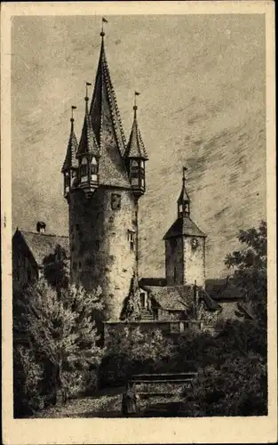 Künstler Ak Lindau am Bodensee Schwaben, Burg, Turm