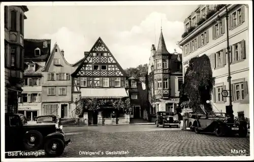 Ak Bad Kissingen Unterfranken Bayern, Weigands Gaststätte, Markt