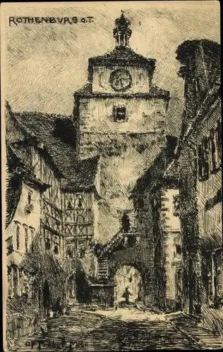 Künstler Ak Rothenburg ob der Tauber Mittelfranken, Tor, Turm