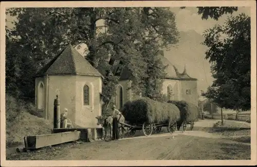 Ak Oberstdorf im Oberallgäu, Loretto Kapellen, Heu, Wasserbrunnen