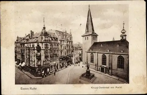 Ak Essen im Ruhrgebiet, Krupp-Denkmal, Markt