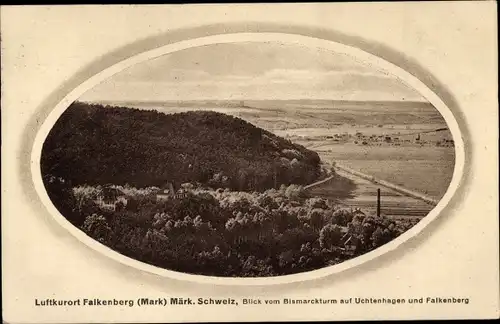 Passepartout Ak Falkenberg in der Mark, Blick vom Bismarcksturm, Uchtenhagen