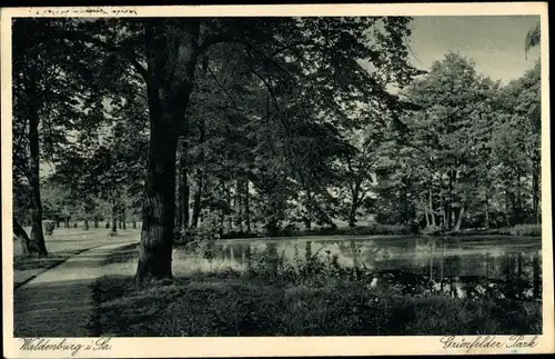 Ak Waldenburg in Sachsen, Grünfelder Park, Teichpartie