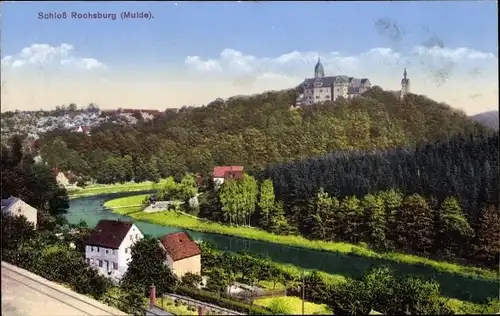 Ak Rochsburg Lunzenau in Sachsen, Panorama, Schloss Rochsburg