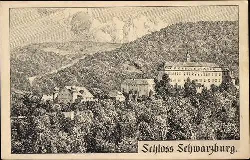 Künstler Ak Schwarzburg in Thüringen, Schloss, Panorama