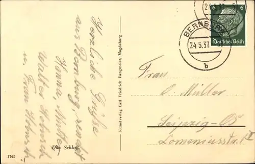 Ak Bernburg an der Saale, Schloss