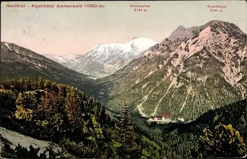 Ak Reutte in Tirol, Hotel Ammerwald, Kreuzspitze, Geyerköpfe