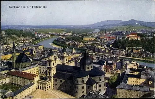 Ak Salzburg in Österreich, Panorama, Blick von der Festung