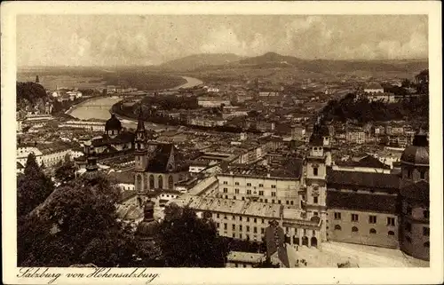 Ak Salzburg in Österreich, Blick über die Dächer von Festung Hohensalzburg