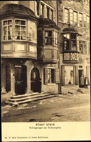 Ak Stein am Rhein Kanton Schaffhausen, Erkergruppe am Rathausplatz