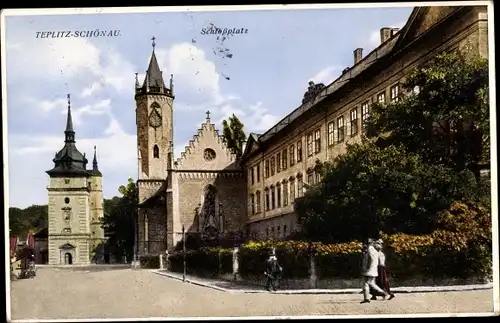 Ak Teplice Šanov Teplitz Schönau Region Aussig, Schlossplatz