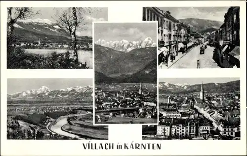 Ak Villach in Kärnten, Panorama, Ortsansicht, Straßenansicht