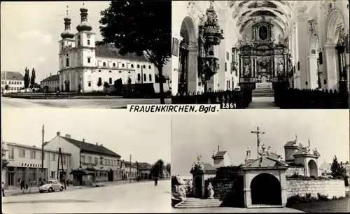 Ak Frauenkirchen im Burgenland, Kirche, Inneres, Friedhof, Straßenansicht