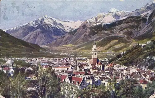 Künstler Ak Meran Merano Südtirol, Gesamtansicht