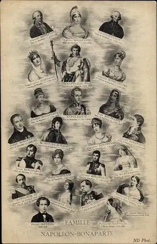 Ak Famille Napoleon Bonaparte, Josephine, Mathilde, Clotilde, Murat, Marie Louise