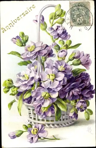 Präge Ak Blumen im Korb, Kitsch