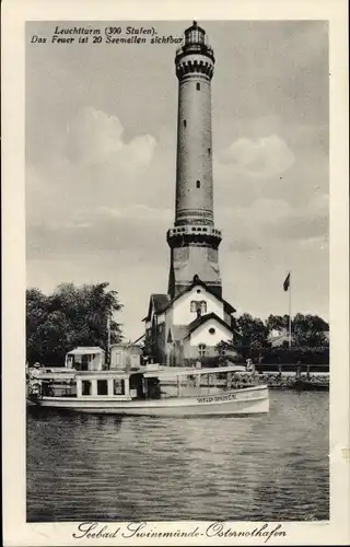 Ak Warszów Świnoujście Osternothafen Swinemünde, Leuchtturm