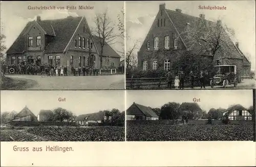 Ak Heitlingen Garbsen Niedersachsen, Gastwirtschaft Fritz Michler, Schulgebäude, Gut