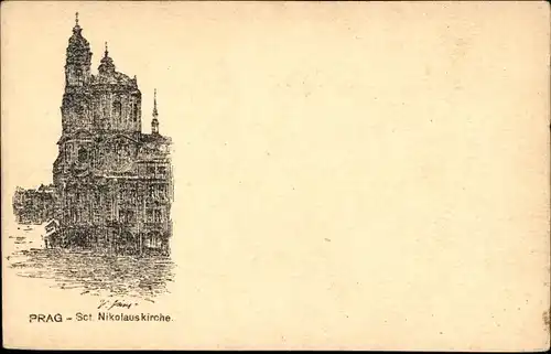 Künstler Litho Praha Prag Tschechien, Sankt Nikolauskirche