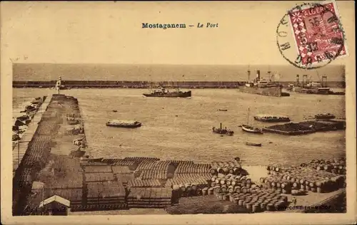 Ak Mostaganem Oran Algerien, Hafenblick