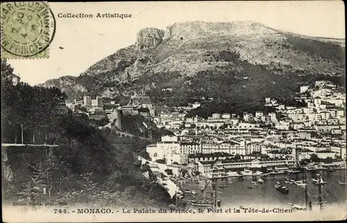 Ak Monaco, Fürstenpalast, Hafen und Tête de Chien