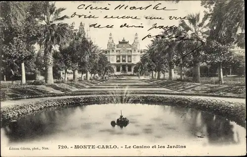 Ak Monte-Carlo Monaco, Das Casino und die Gärten