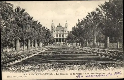 Ak Monte-Carlo Monaco, Casino und Gärten, Les Boulingrins