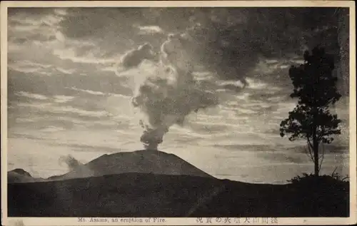 Ak Japan, Blick zum Vulkan Asama, Eruption