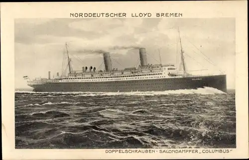 Ak Norddeutscher Lloyd Bremen, Salondampfer Columbus
