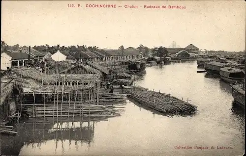 Ak Cochinchina Vietnam, Cholon, Bambusflöße