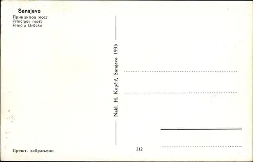 Ak Sarajevo Bosnien Herzegowina, Princip Brücke