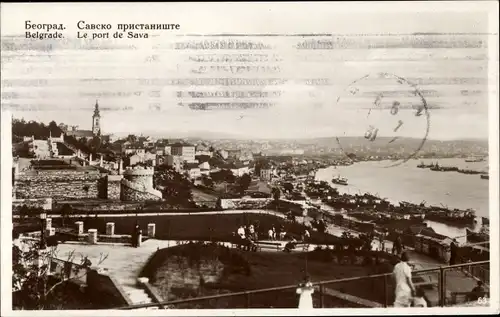 Ak Beograd Serbisches Belgrad, Blick vom Hafen von Sava, Stadtmauer