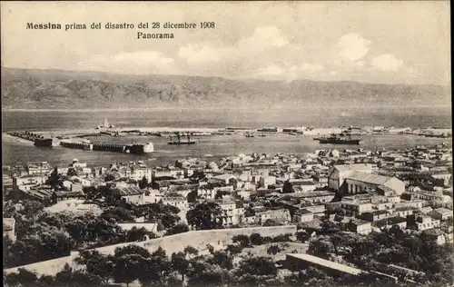 Ak Messina Sizilien, Prima del disastro del 28 dicembre 1908, Panorama