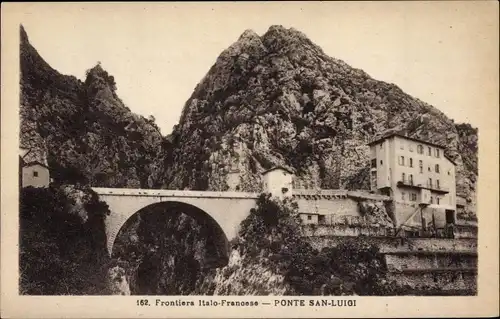 Ak Grimaldi di Ventimiglia Liguria, Ponte San Luigi, Frontiera Italo-Francese