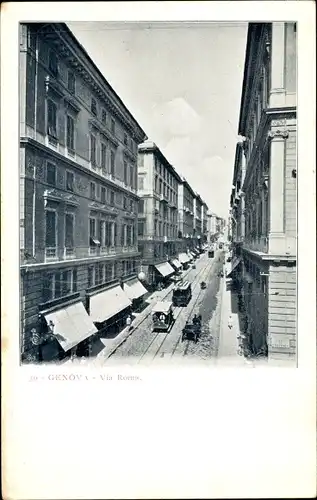Ak Genova Liguria, Blick in die Via Roma, Straßenbahn