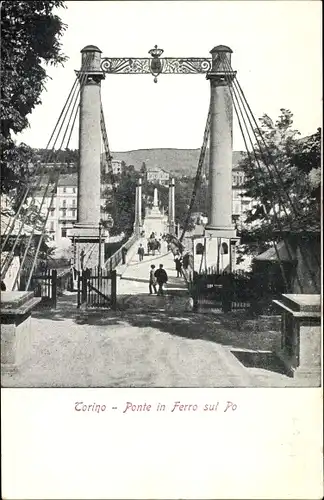 Ak Torino Turin Piemonte, Ponte in ferro sul Po in demolizione