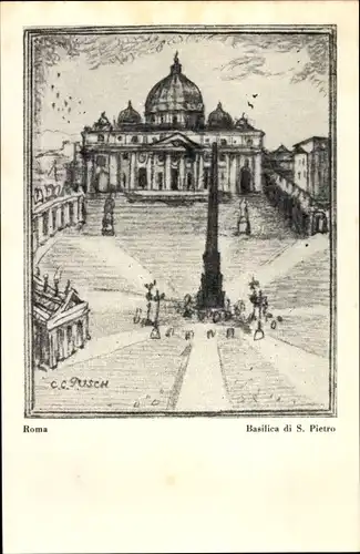 Künstler Ak Pusch, Vatikan Rom Lazio, Basilica di S. Pietro